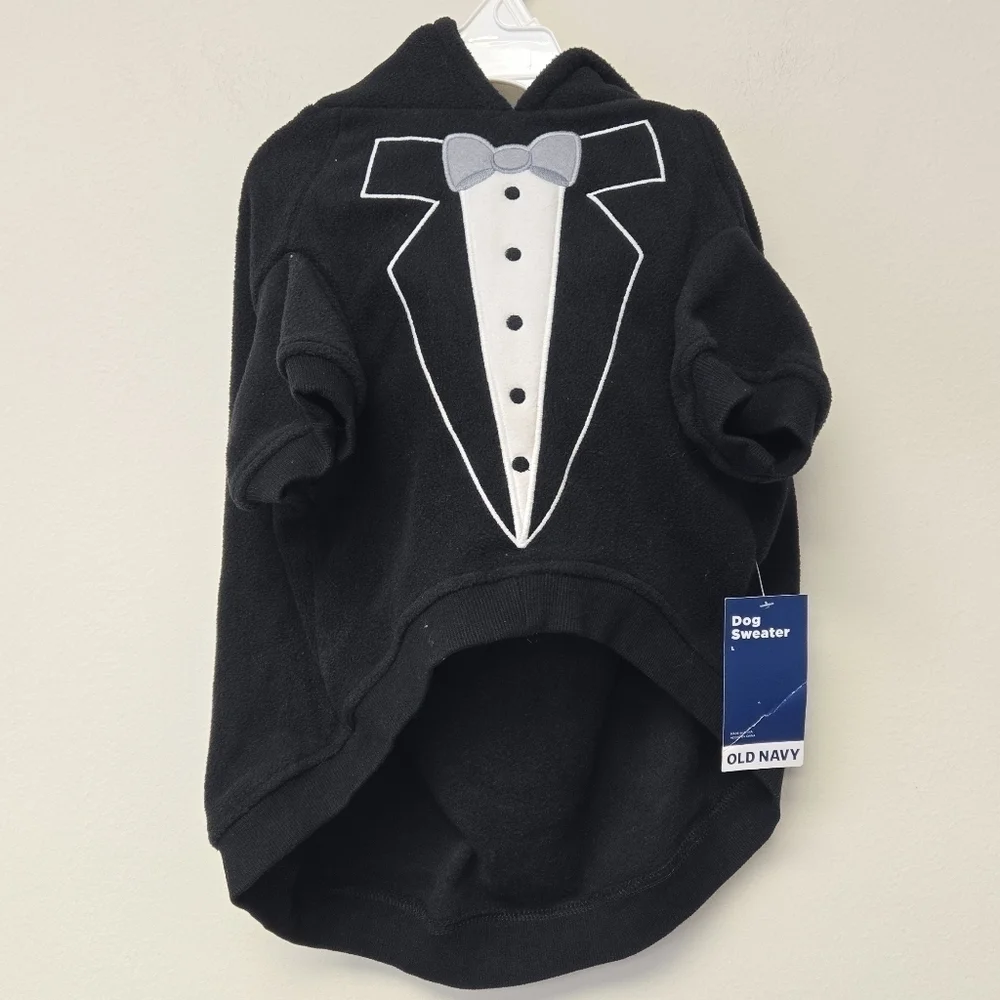 Old Navy Microfleece Critter Sweater Hoodie New Year's Tuxedo L